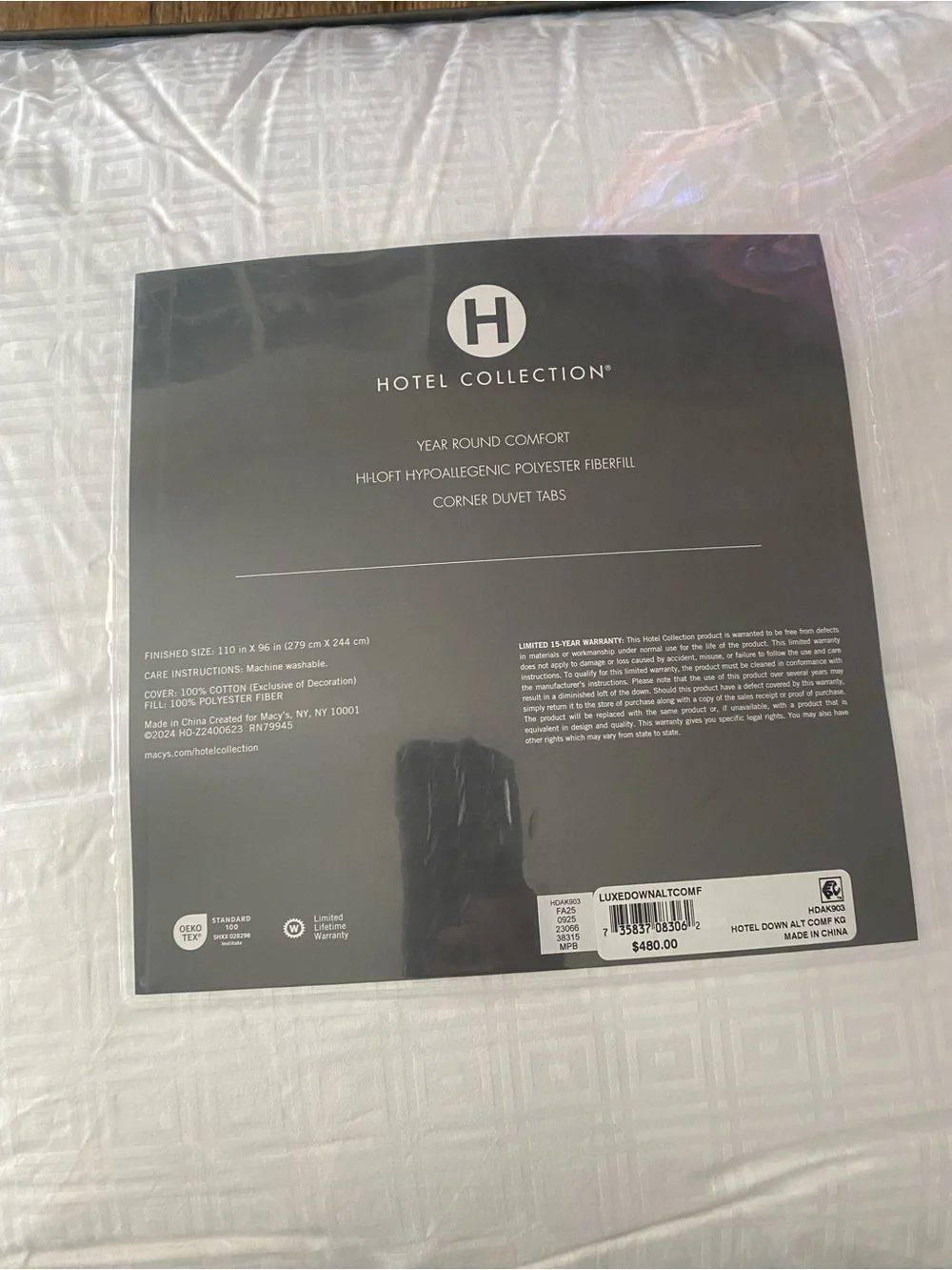 Hotel Collection Luxe Down Alternative Comforter King Hypoallergenic